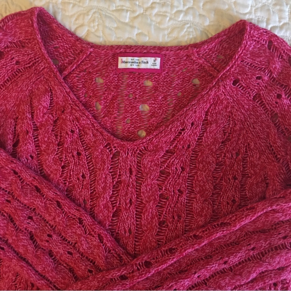 Abercrombie & Fitch Sweater Loose Knit Pink Size M - Picture 5 of 13